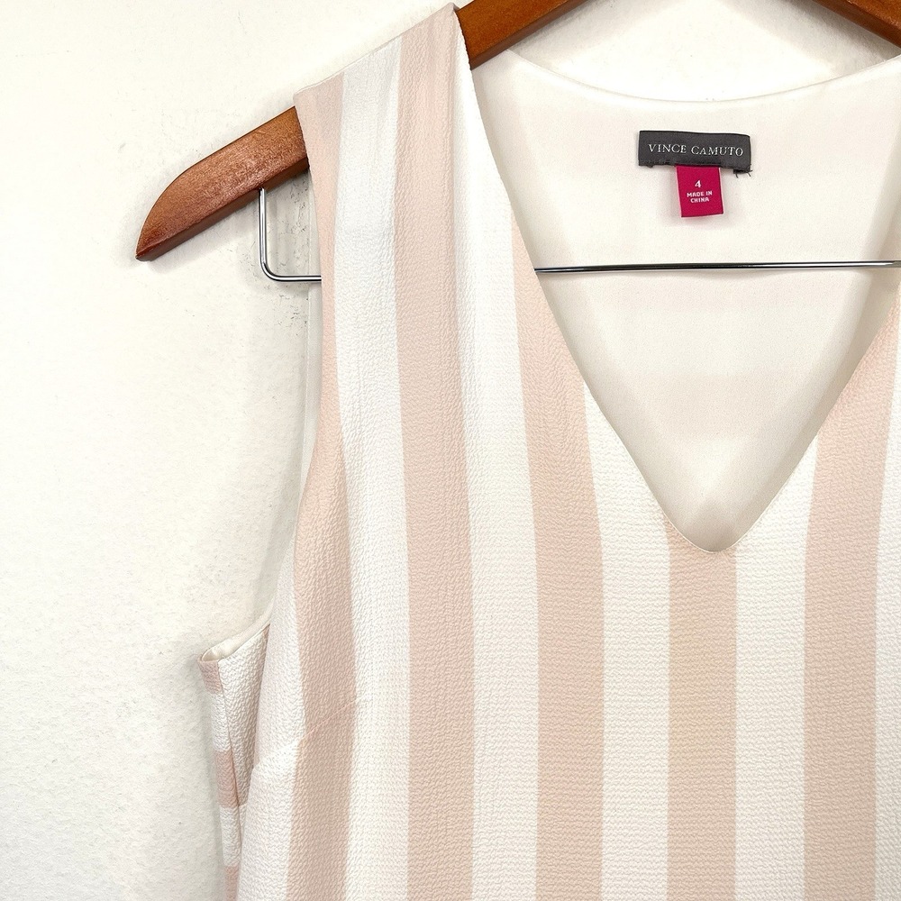 Vince Camuto Womens Sleeveless Asymmetrical Dress Size 4 Pink/White Event Spring - Picture 3 of 10